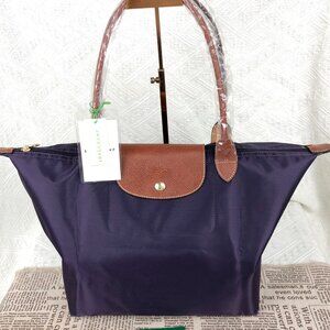 NWT Longchamp Le Pliage Original Large Shoulder Nylon Bag Tote  Purple
